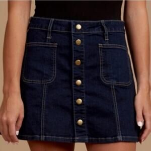 Altard State Snap Front Denim Miniskirt XS